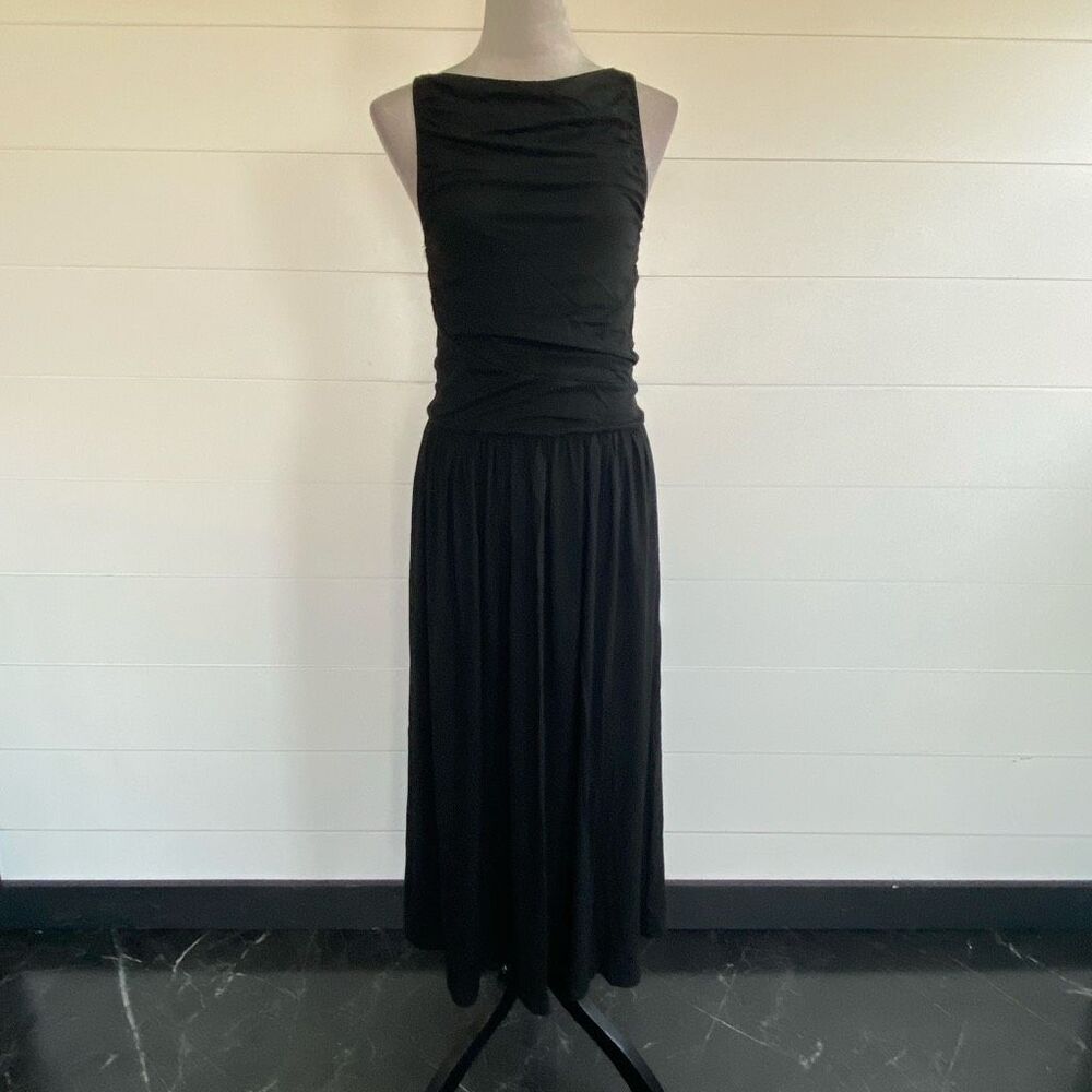 Paper Heart Sleeveless Black Maxi Dress with Gathered Bodice Sz 12 NWT/001